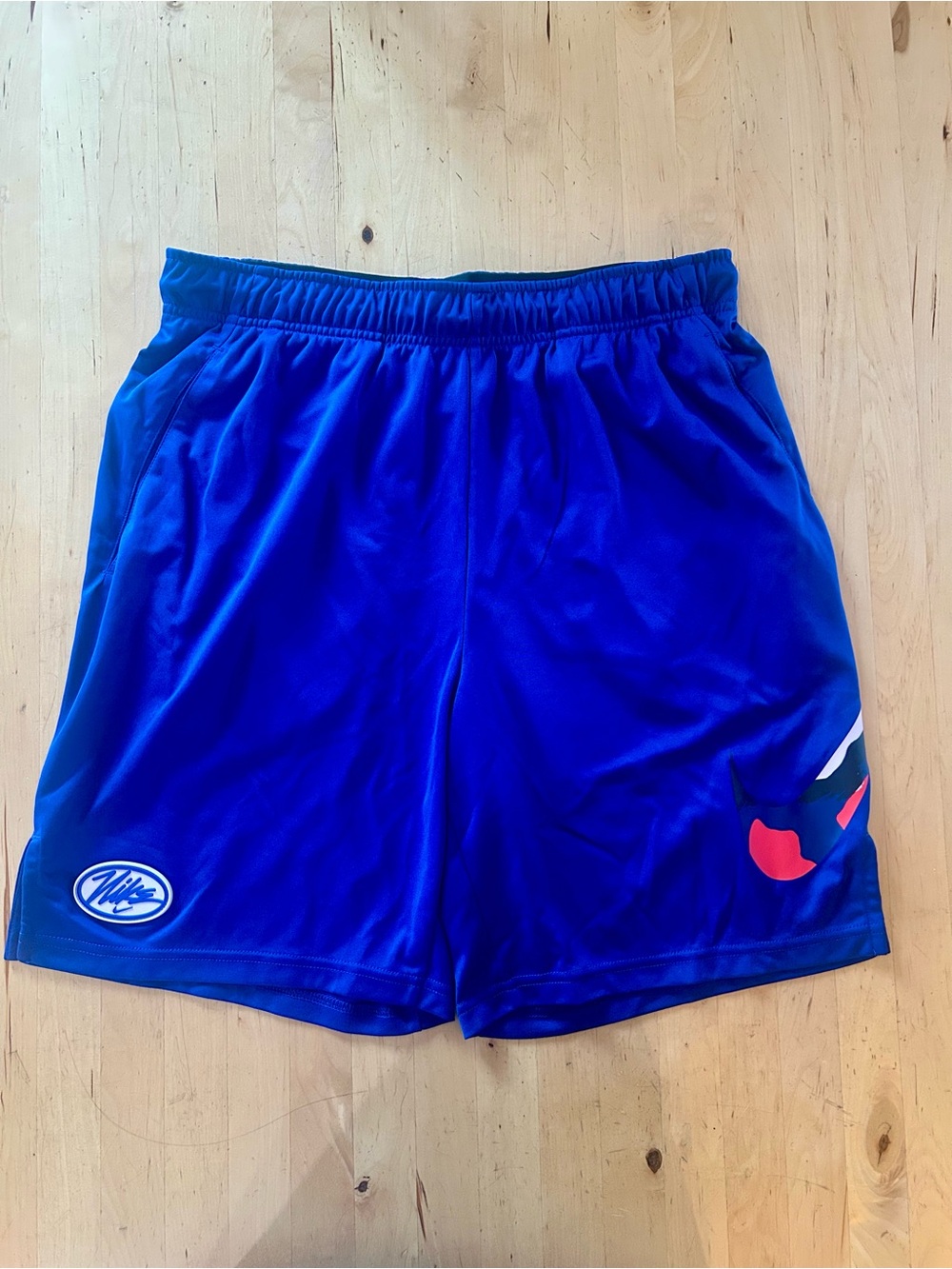 Nike Dri-FIT Sport Clash Knit Training Shorts Deep Royal Blue Pink Swoosh Mens M